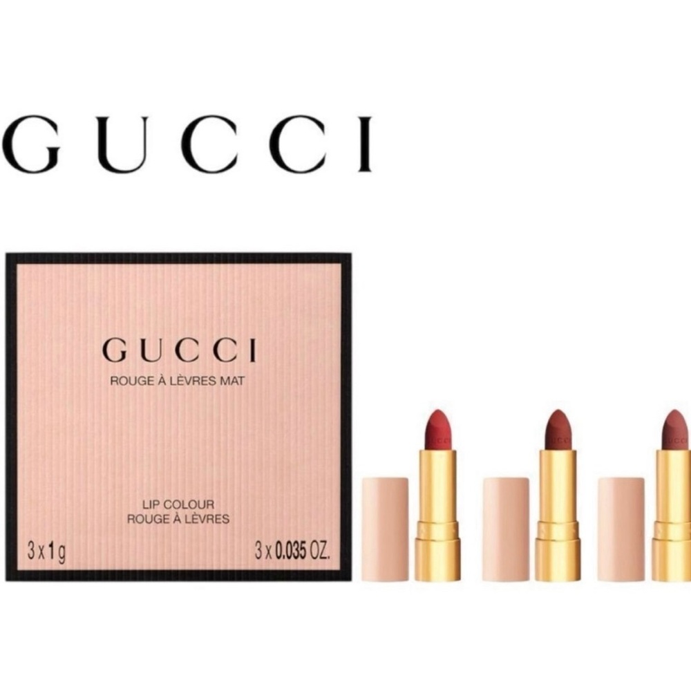 Gucci Rouge à Lèvres Mat Lipstick Trio - Bold Red and Soft Pink